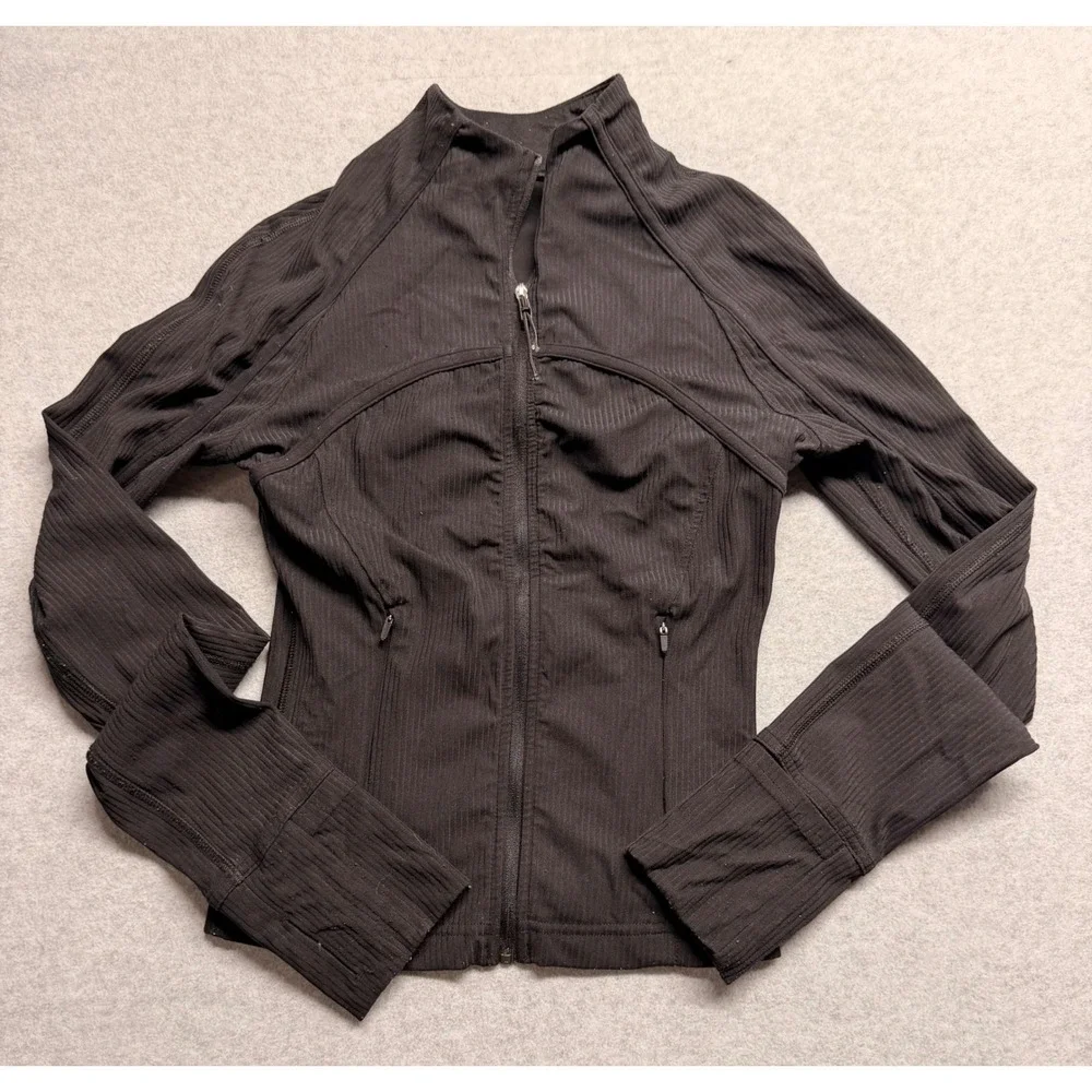 Lululemon Define Jacket Ribbed Black Full Zip Yoga Athletic Top Size 2